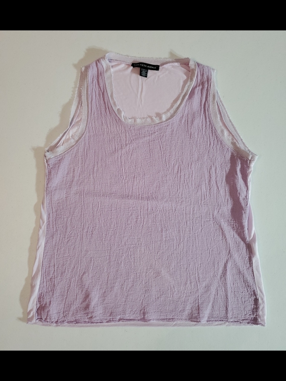 Saks Fifth Ave Large Soft Lavender Linen Sleeveless Scoop Neck Tank Top